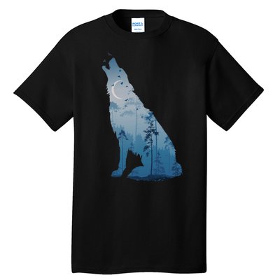 Silhouette Of The Howling Wolf Tall T-Shirt