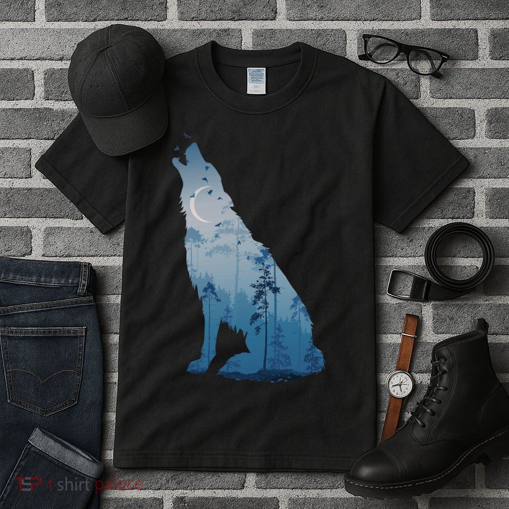 Silhouette Of The Howling Wolf Tall T-Shirt