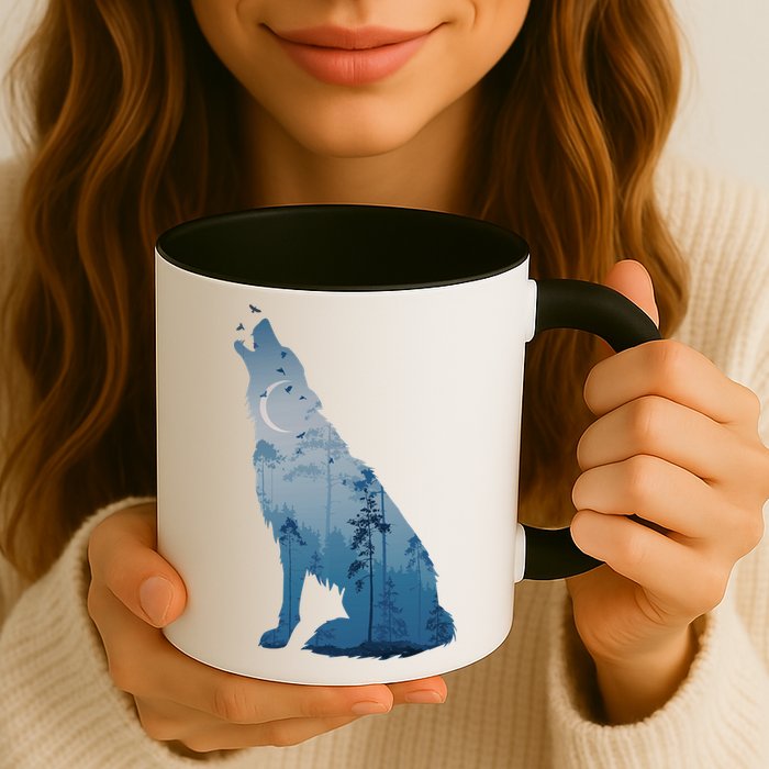 Silhouette Of The Howling Wolf Mug