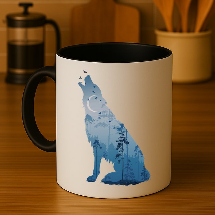 Silhouette Of The Howling Wolf Mug