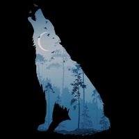 Silhouette Of The Howling Wolf Drawstring Bag