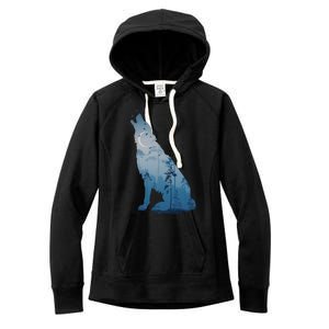 Silhouette Of The Howling Wolf Women's Fleece Hoodie