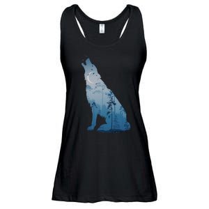 Silhouette Of The Howling Wolf Ladies Essential Flowy Tank