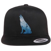 Silhouette Of The Howling Wolf Flatbill Hat