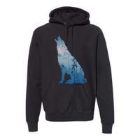 Silhouette Of The Howling Wolf Premium Hoodie