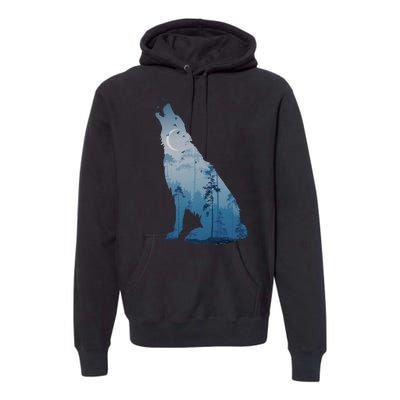 Silhouette Of The Howling Wolf Premium Hoodie