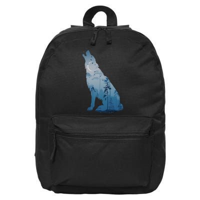 Silhouette Of The Howling Wolf 16 in Basic Backpack