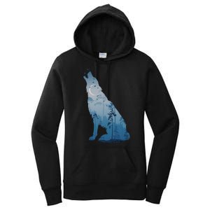 Silhouette Of The Howling Wolf Women's Pullover Hoodie