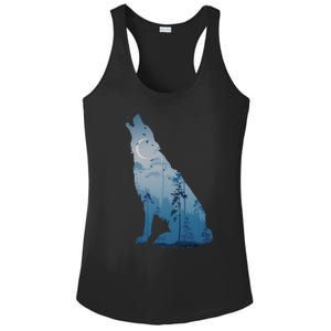 Silhouette Of The Howling Wolf Ladies PosiCharge Competitor Racerback Tank