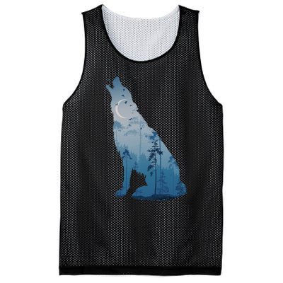 Silhouette Of The Howling Wolf Mesh Reversible Basketball Jersey Tank