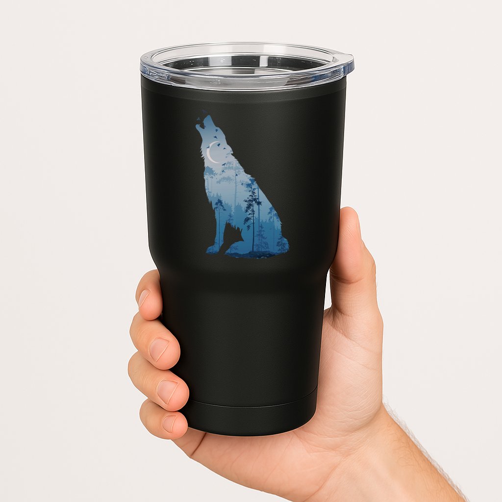Silhouette Of The Howling Wolf Tumbler