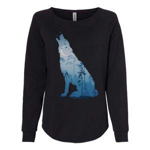 Silhouette Of The Howling Wolf Womens California Wash Sweatshirt