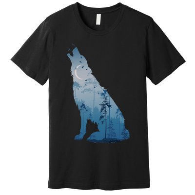 Silhouette Of The Howling Wolf Premium T-Shirt