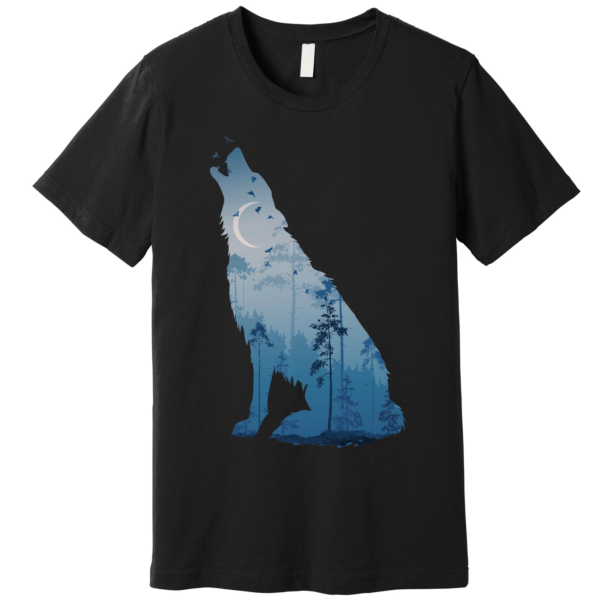 Silhouette Of The Howling Wolf Premium T-Shirt