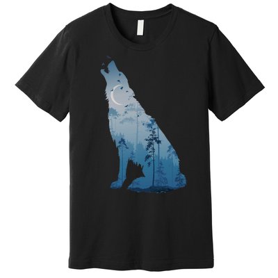 Silhouette Of The Howling Wolf Premium T-Shirt