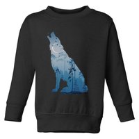 Silhouette Of The Howling Wolf Toddler Sweatshirt