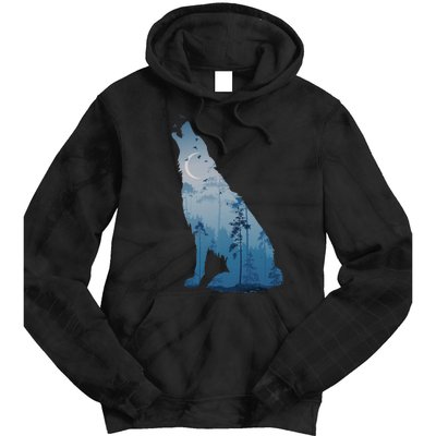 Silhouette Of The Howling Wolf Tie Dye Hoodie