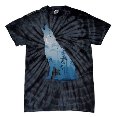 Silhouette Of The Howling Wolf Tie-Dye T-Shirt