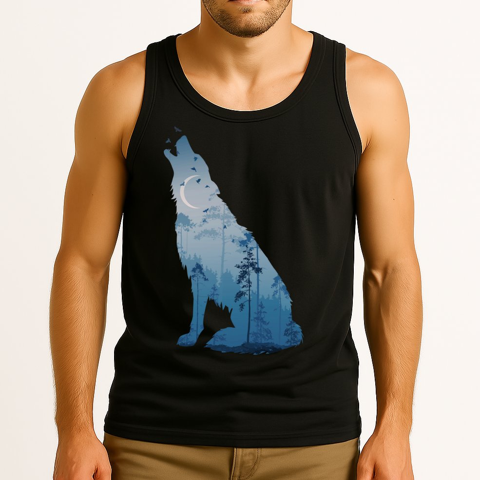 Silhouette Of The Howling Wolf Tank Top