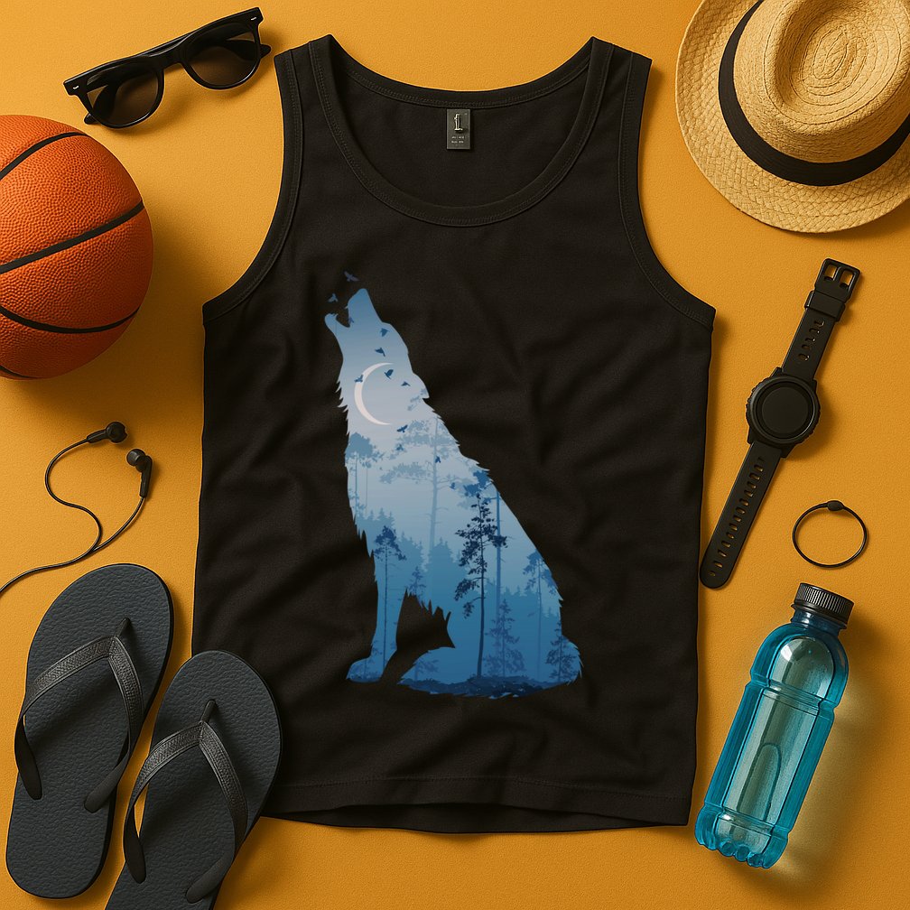 Silhouette Of The Howling Wolf Tank Top