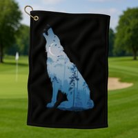 Silhouette Of The Howling Wolf Golf Towel