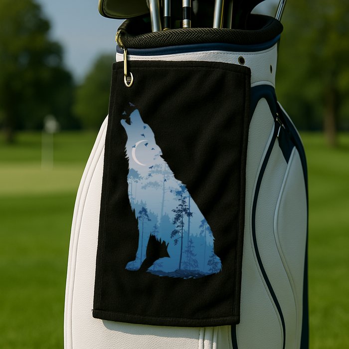 Silhouette Of The Howling Wolf Golf Towel