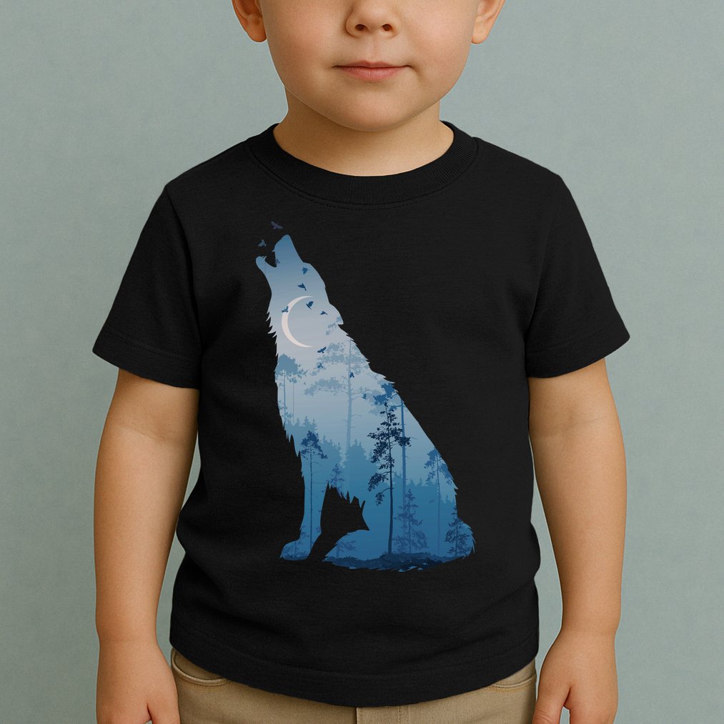 Silhouette Of The Howling Wolf Toddler T-Shirt