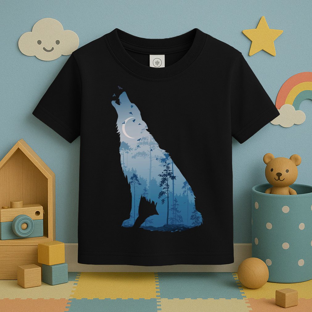 Silhouette Of The Howling Wolf Toddler T-Shirt