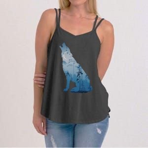 Silhouette Of The Howling Wolf Women's Strappy Tank