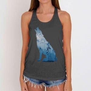 Silhouette Of The Howling Wolf Women's Knotted Racerback Tank