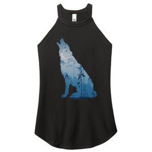 Silhouette Of The Howling Wolf Women's Perfect Tri Rocker Tank