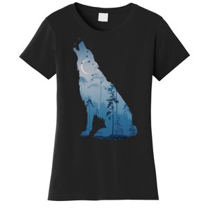 Silhouette Of The Howling Wolf Women's T-Shirt