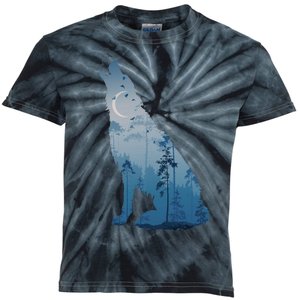 Silhouette Of The Howling Wolf Kids Tie-Dye T-Shirt