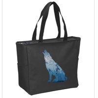 Silhouette Of The Howling Wolf Zip Tote Bag