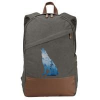 Silhouette Of The Howling Wolf Cotton Canvas Backpack