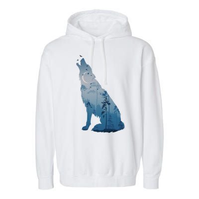 Silhouette Of The Howling Wolf Garment-Dyed Fleece Hoodie