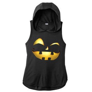 Silly Cool Jack O Lantern Face Ladies PosiCharge Tri-Blend Wicking Draft Hoodie Tank