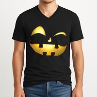 Silly Cool Jack O Lantern Face V-Neck T-Shirt