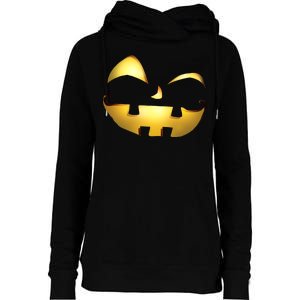 Silly Cool Jack O Lantern Face Womens Funnel Neck Pullover Hood