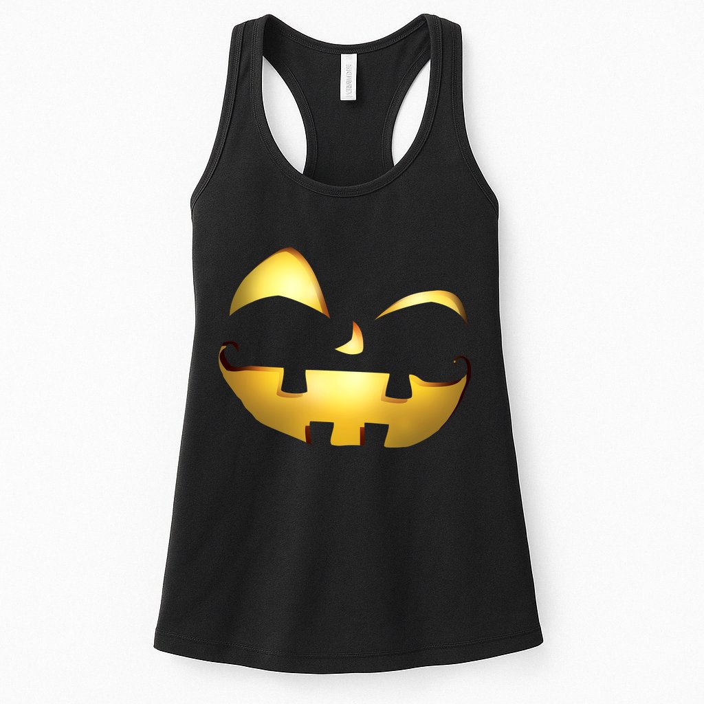 Silly Cool Jack O Lantern Face Womens Tank Top