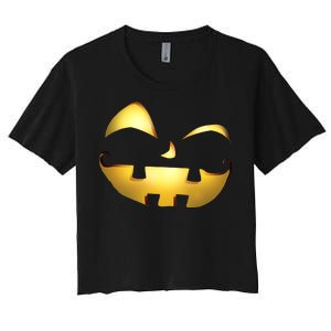 Silly Cool Jack O Lantern Face Women's Crop Top Tee