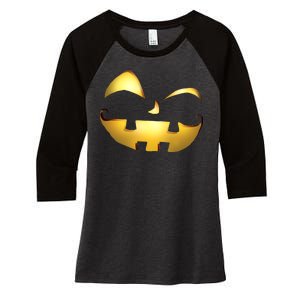 Silly Cool Jack O Lantern Face Women's Tri-Blend 3/4-Sleeve Raglan Shirt