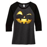 Silly Cool Jack O Lantern Face Women's Tri-Blend 3/4-Sleeve Raglan Shirt