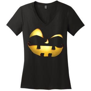 Silly Cool Jack O Lantern Face Women's V-Neck T-Shirt