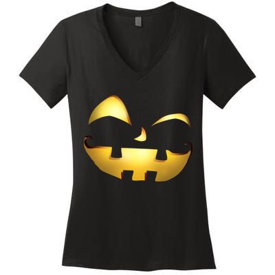 Silly Cool Jack O Lantern Face Women's V-Neck T-Shirt