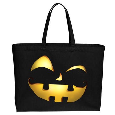 Silly Cool Jack O Lantern Face Cotton Canvas Jumbo Tote