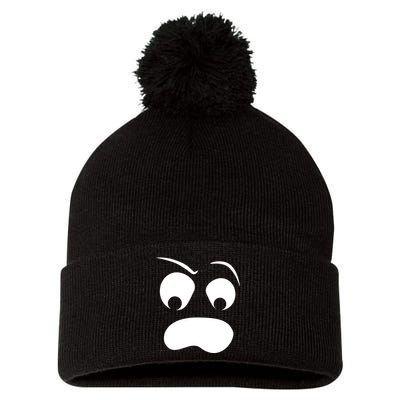 Silly Ghost Face Pom Pom 12in Knit Beanie