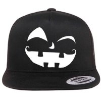 Silly Jack O' Lantern Face Flat Bill Trucker Hat