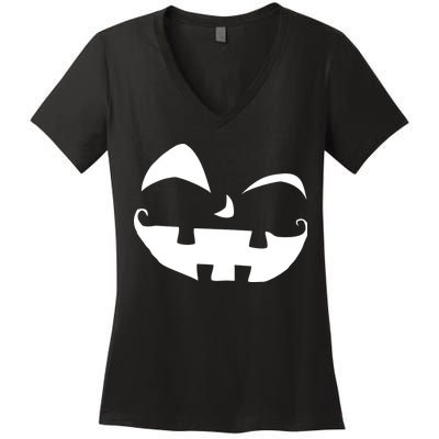 Silly Jack O' Lantern Face Women's V-Neck T-Shirt