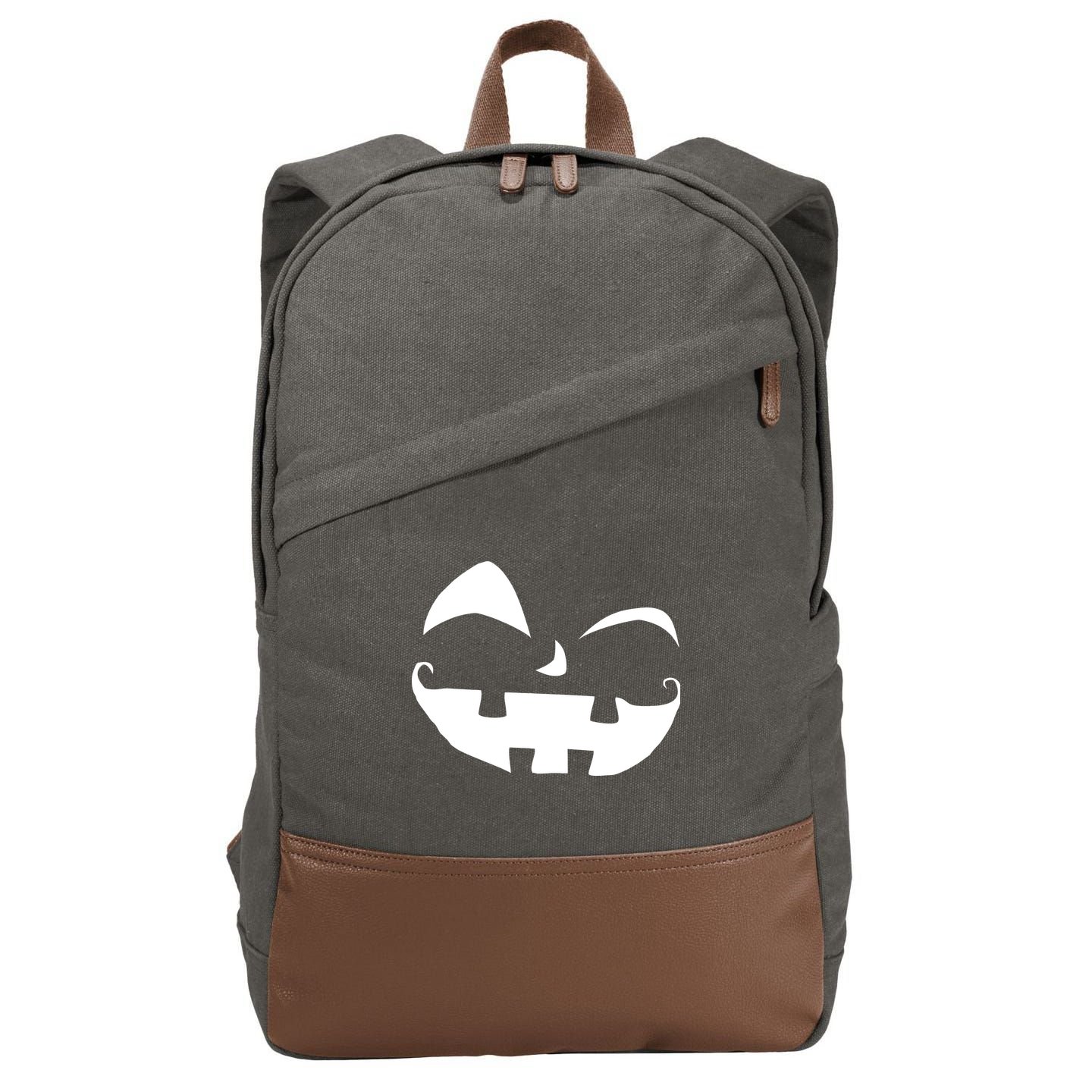 Silly Jack O' Lantern Face Cotton Canvas Backpack